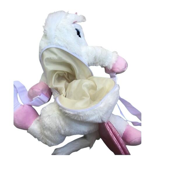 Funzone Unicorn Backpack NWT Pegasus White Pink Stuffed Plush 19” Sparkly Bag - Picture 10 of 10